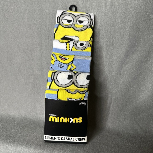 Other - Minions Crew Socks Shoe Size 8-12 - 6 Pair